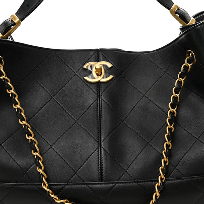 Chanel Calfskin Quilted Large Coco Base Shopping Bag Black 8 of 10