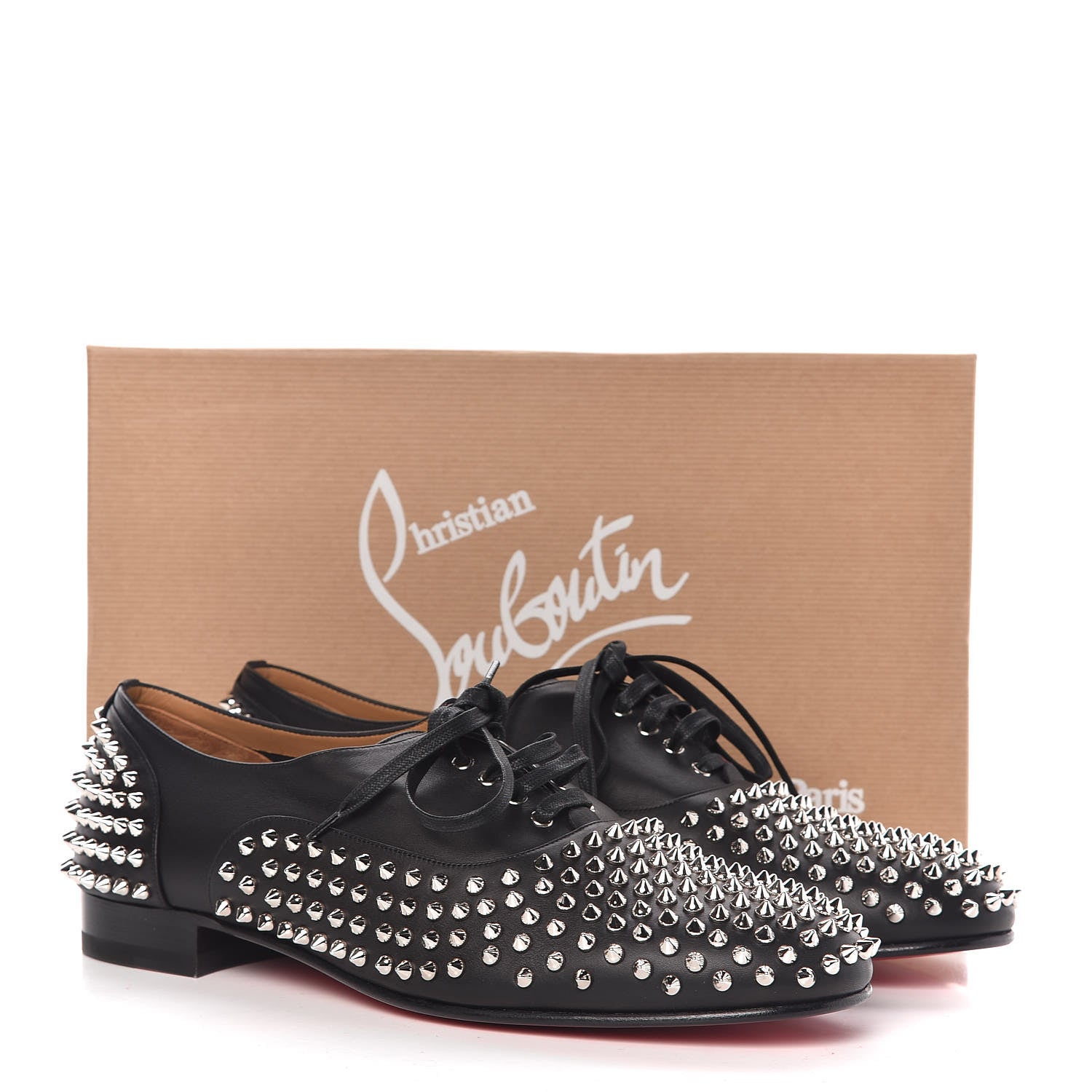 Christian Louboutin Calfskin Spike Mens Freddy Flat 45 Black 8 of 8