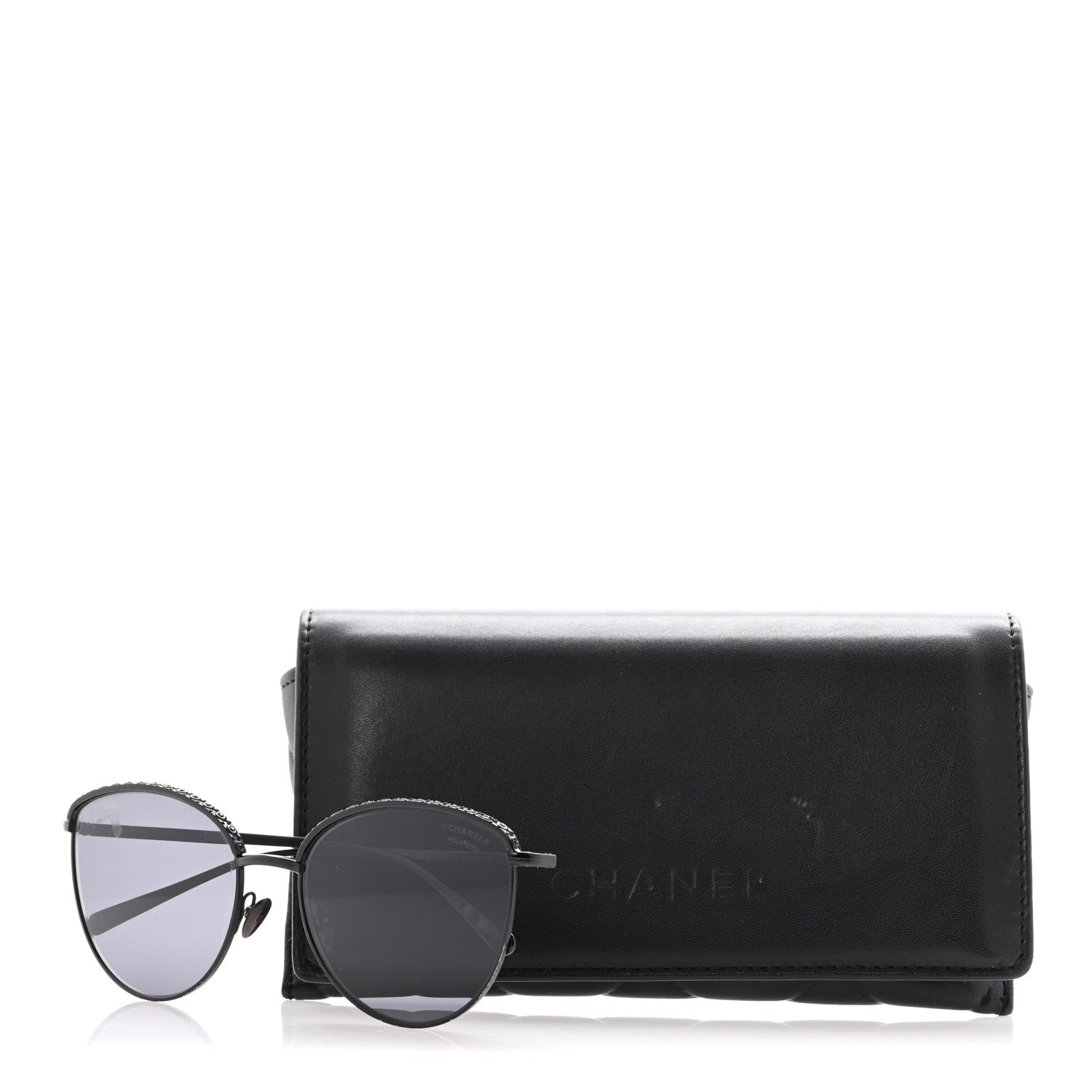 Chanel Metal Crystal Polarized Sunglasses 4258-B Black 8 of 8