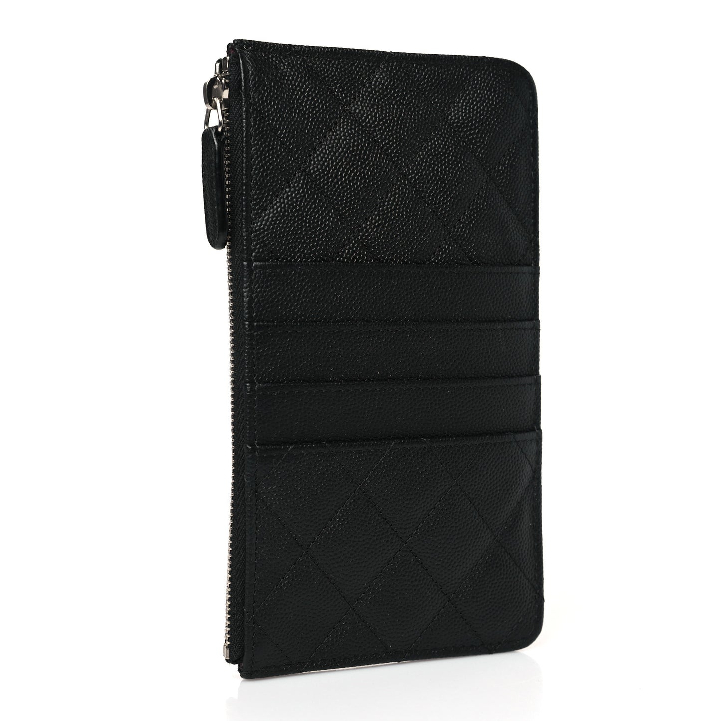 Caviar Quilted Classic Flat Wallet Pouch Black