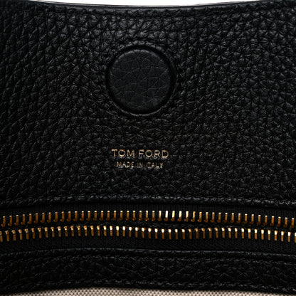 Tom Ford Pebbled Calfskin Large Alix Padlock Zip Hobo Bag Black 5 of 13