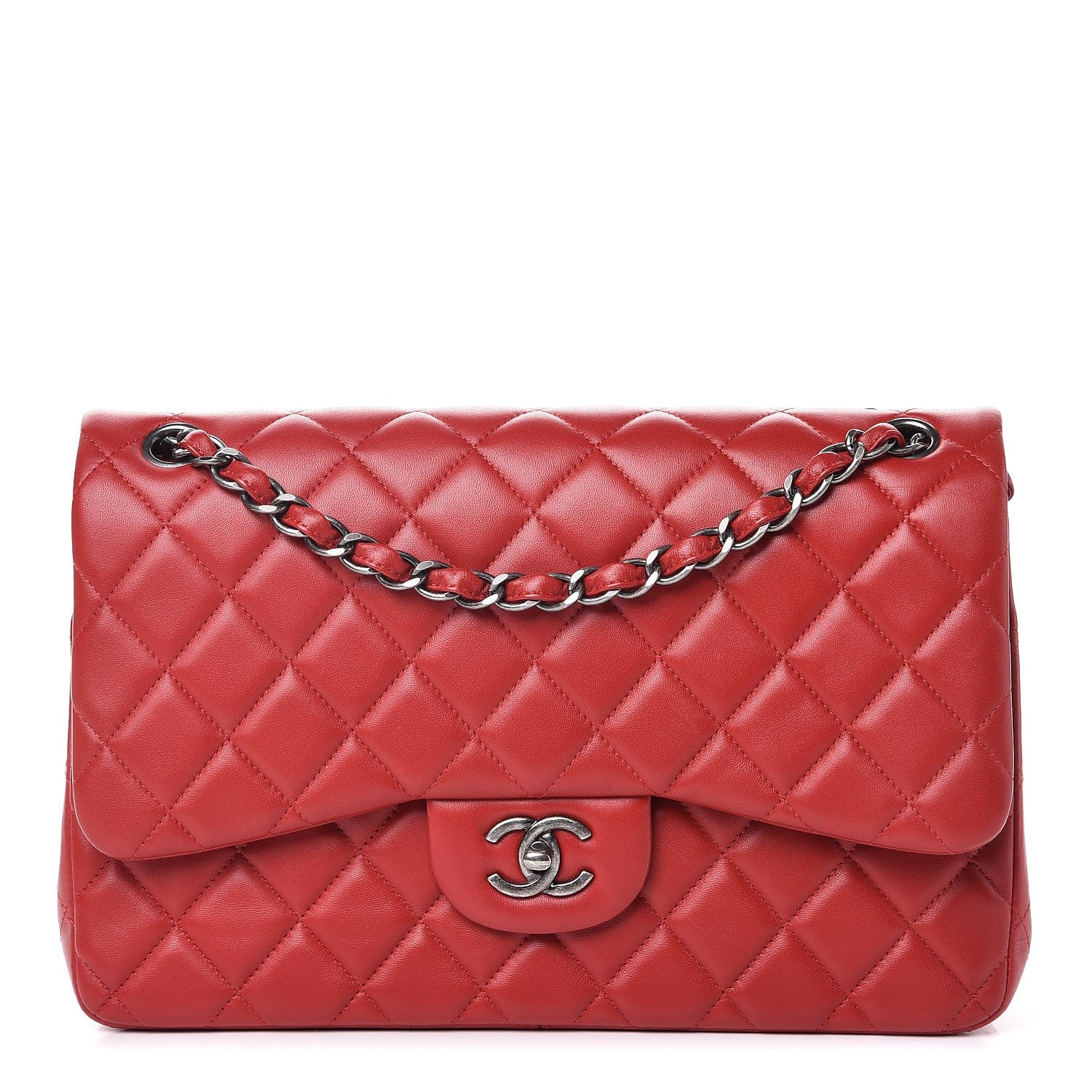Chanel Lambskin Quilted Jumbo Double Flap Red 1 of 8