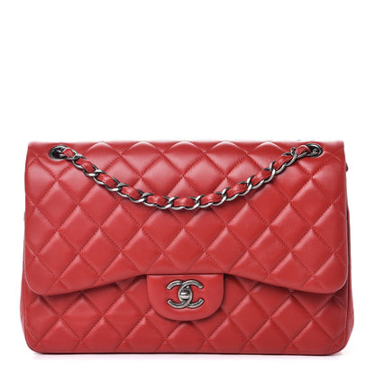 Chanel Lambskin Quilted Jumbo Double Flap Red 1 of 8