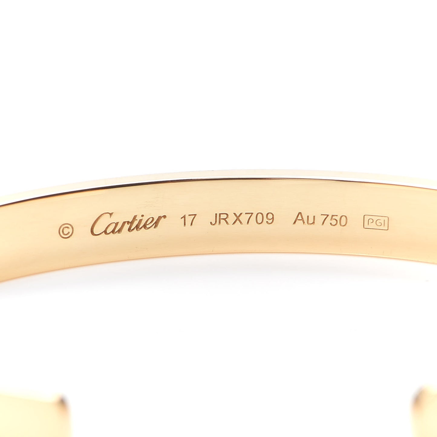18K Yellow Gold LOVE Cuff Bracelet 17