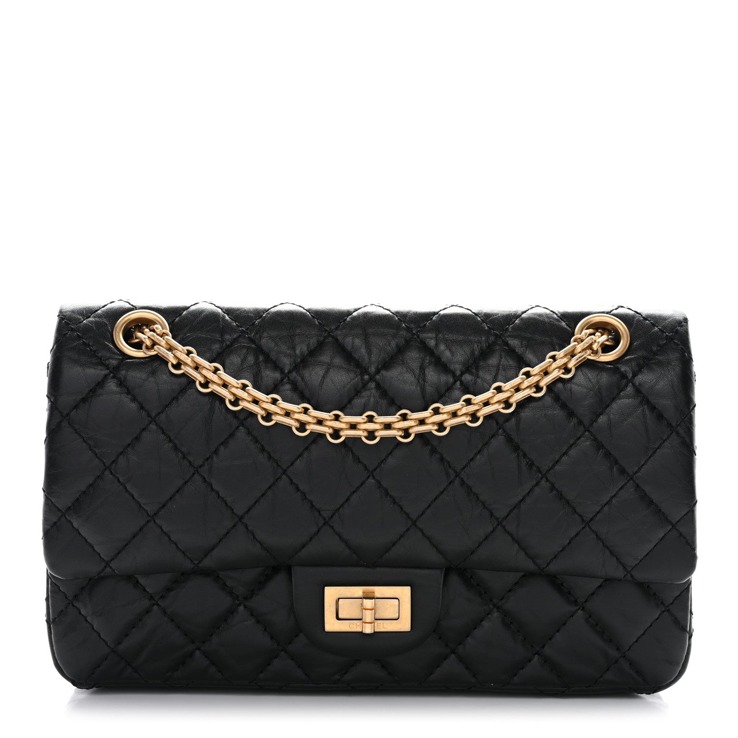 Chanel Aged Calfskin Quilted 2.55 Reissue 225 Flap Black Black 1 of 10