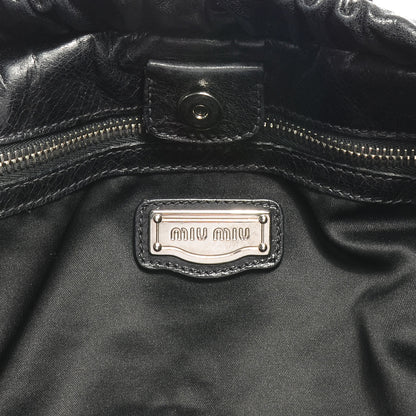 Miu Miu Leather Vitello Lux Gathered Tote Black 6 of 7