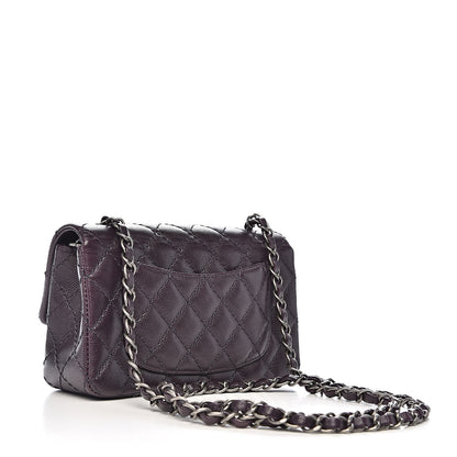 Chanel Washed Caviar Quilted Mini Rectangular Flap Dark Purple 3 of 12