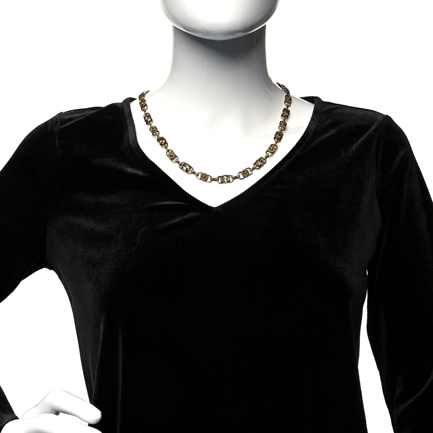 Metal GG Flower Chain Necklace Aged Gold