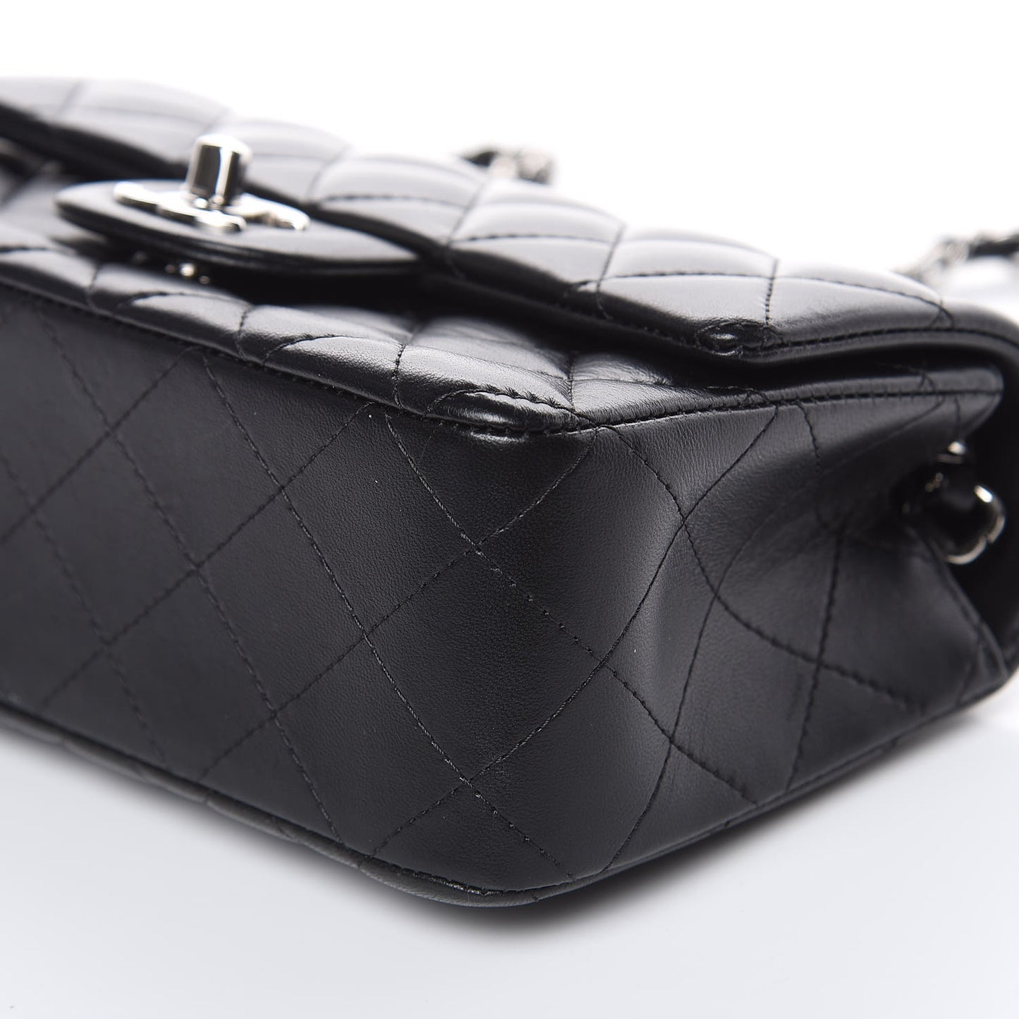 Lambskin Quilted Mini Rectangular Flap Black