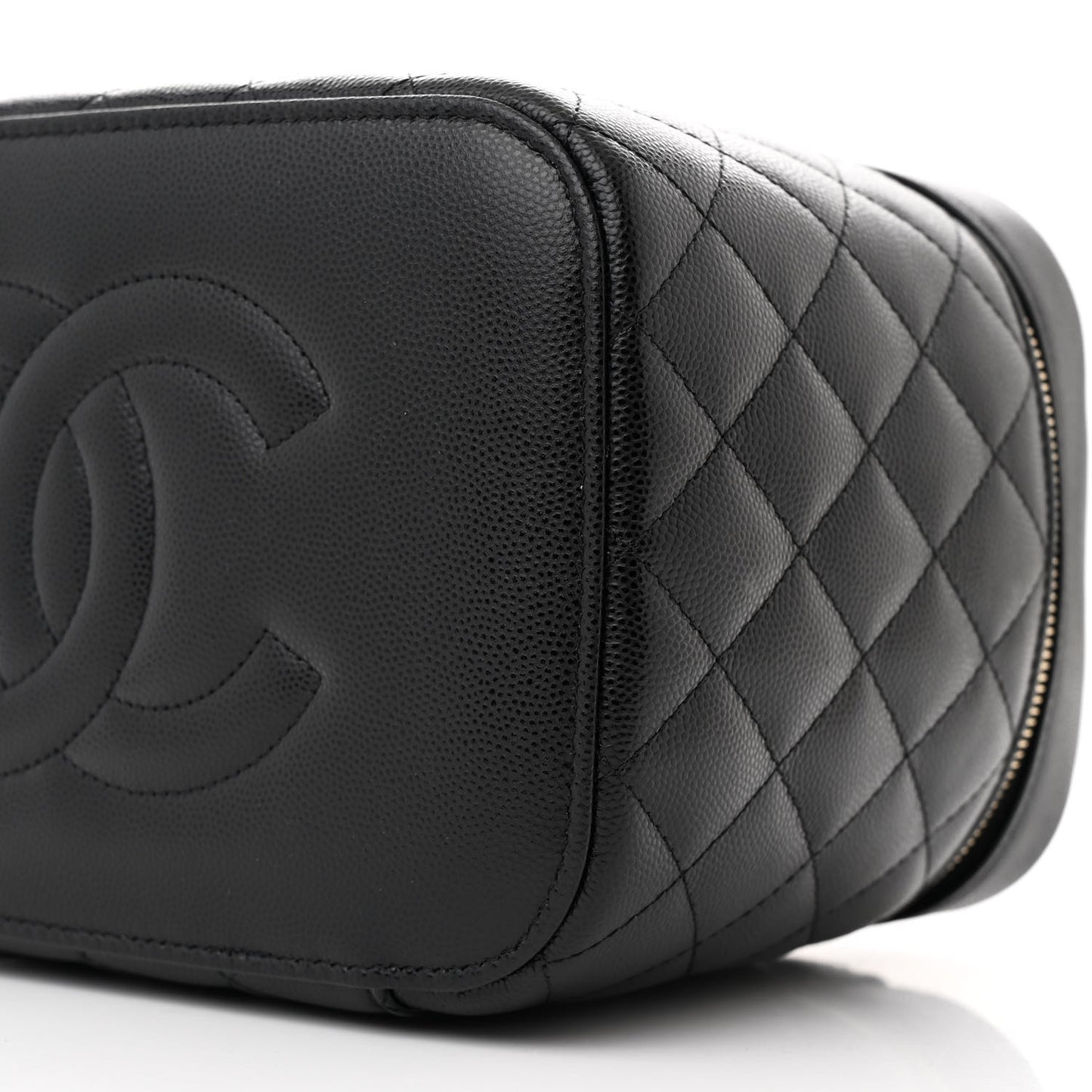 Caviar Quilted Large Vanity Pouch Black