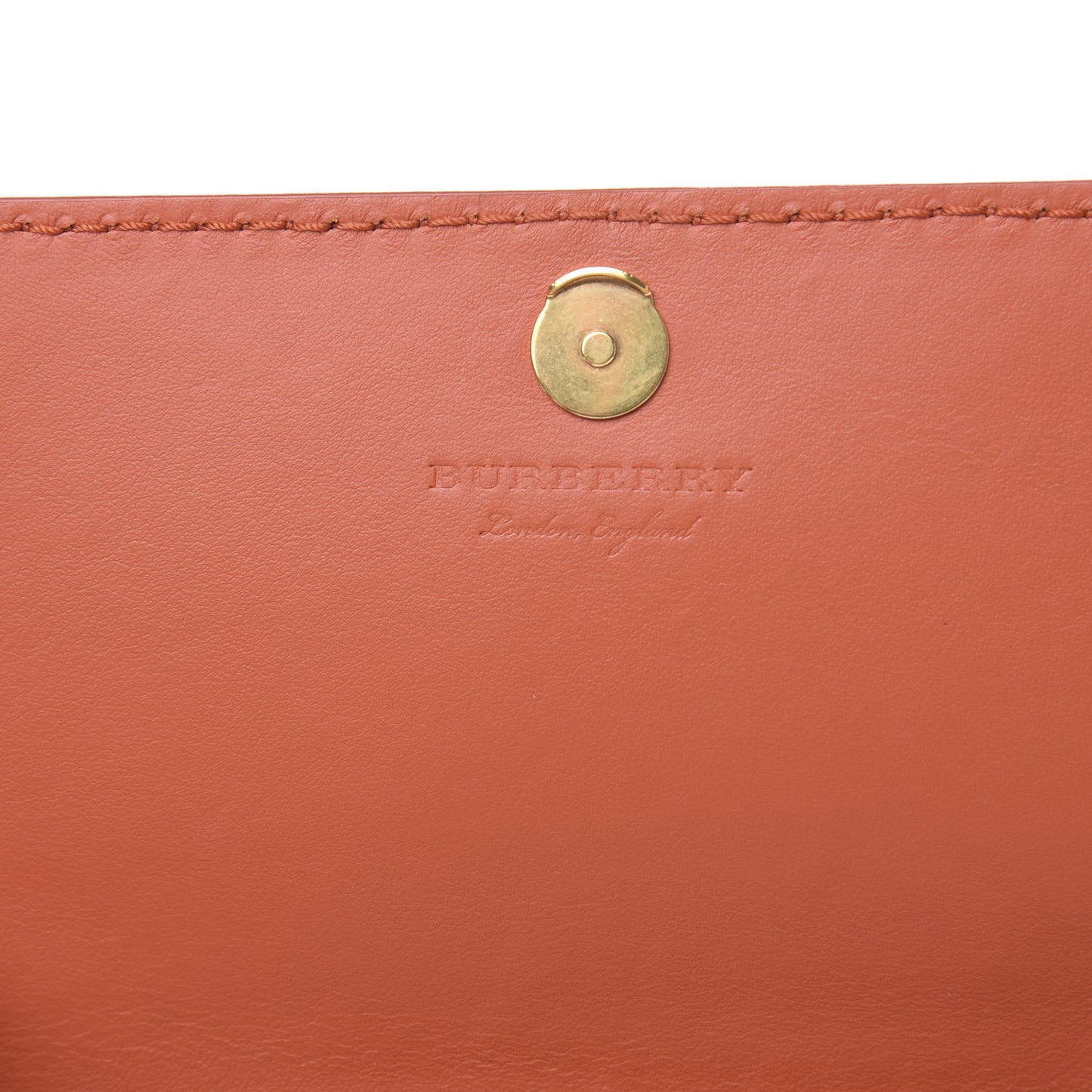 Calfskin Logo Embossed Chain Wallet Orange