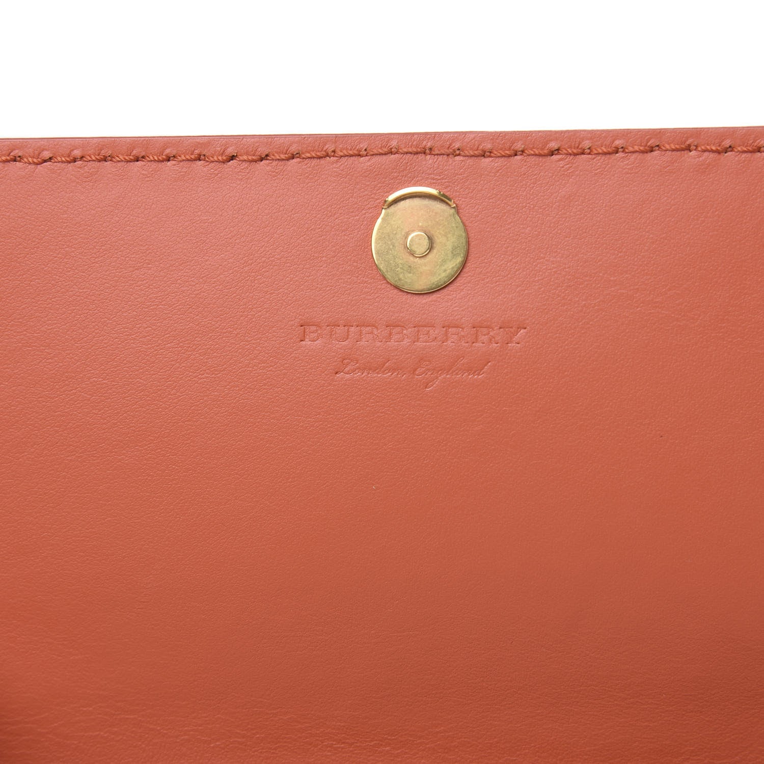 Burberry Calfskin Logo Embossed Chain Wallet Orange 5 of 9