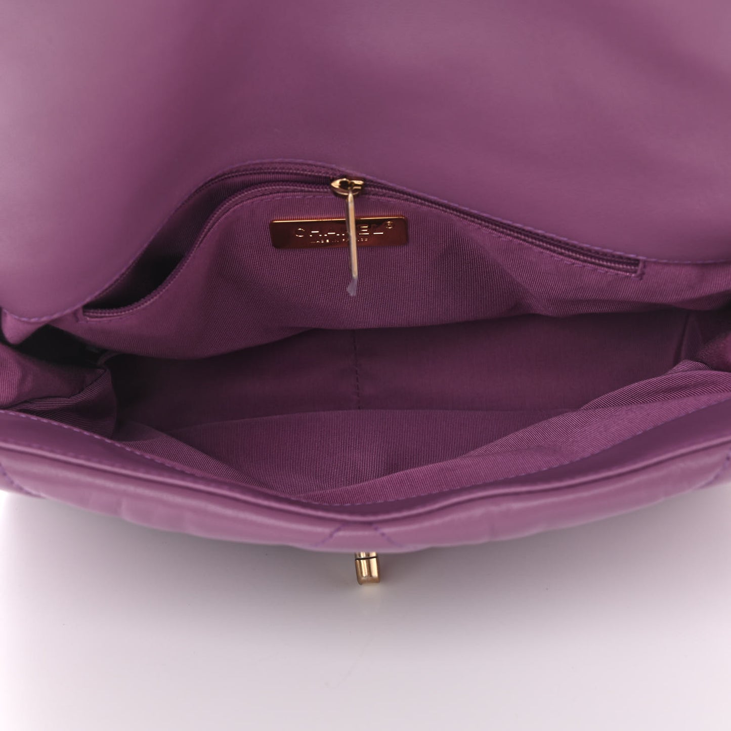 Goatskin Quilted Large Chanel 19 Flap Purple