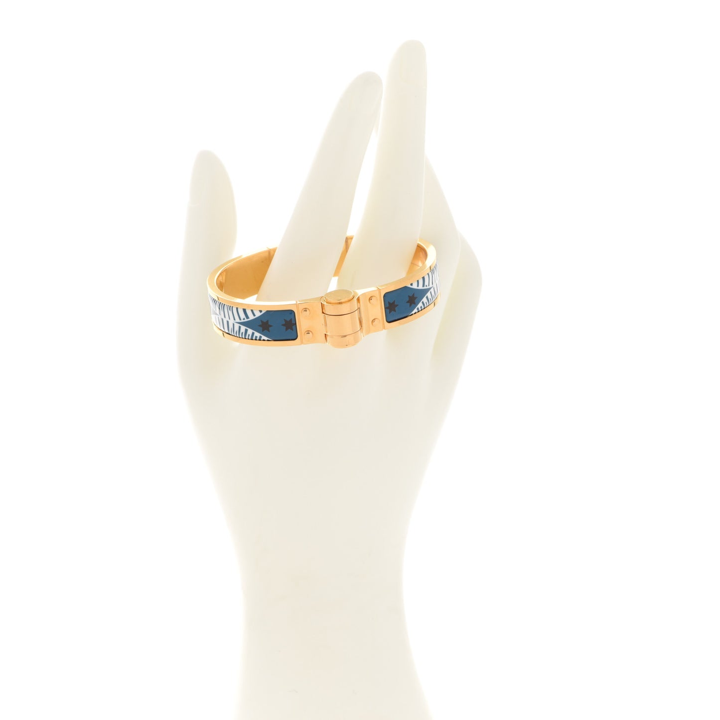 Enamel Printed Narrow Eperon d'Or Bandana Hinged Bracelet S