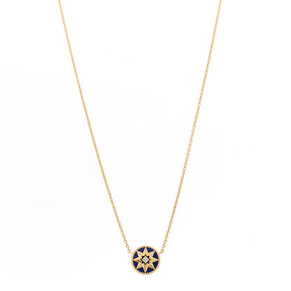 Christian Dior 18K Yellow Gold Diamond Lapis Lazuli Rose Des Vents Necklace 1 of 6