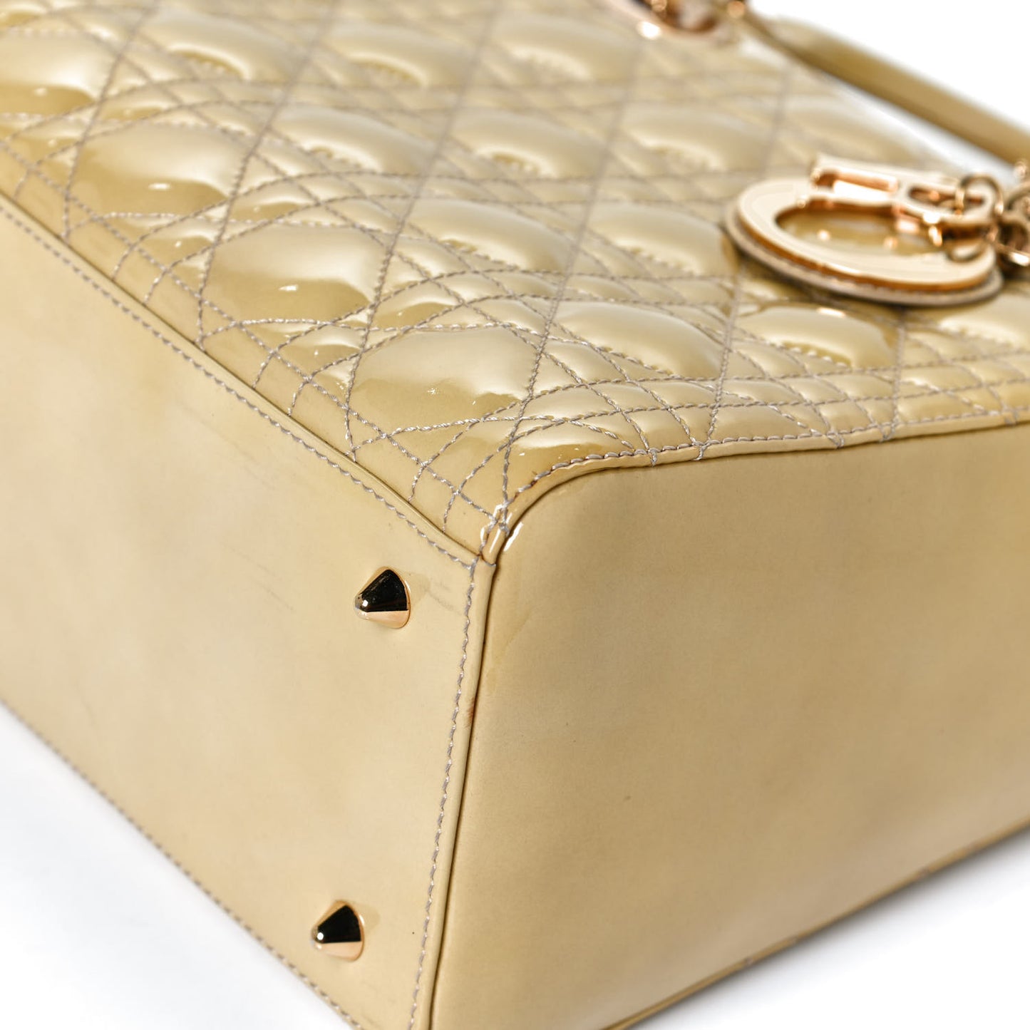 Patent Cannage Stitched Medium Lady Dior White