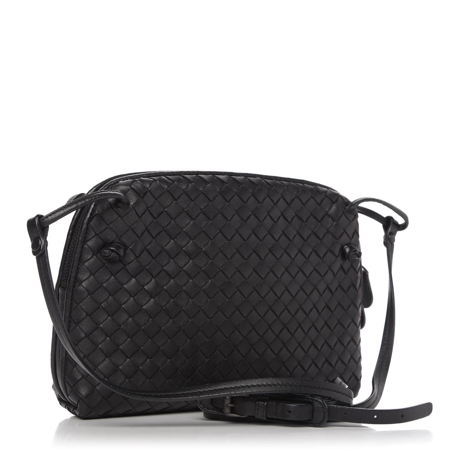 Nappa Intrecciato Nodini Crossbody Messenger Black