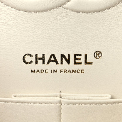 Chanel Lambskin Quilted Medium Double Flap Black White 5 of 10