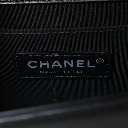 Chanel Calfskin Pleated Medium Boy In Rome Flap Black White 6 of 8