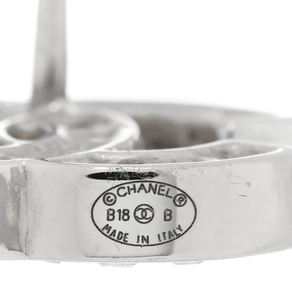 Chanel Baguette Crystal CC Earrings Silver Grey 4 of 4