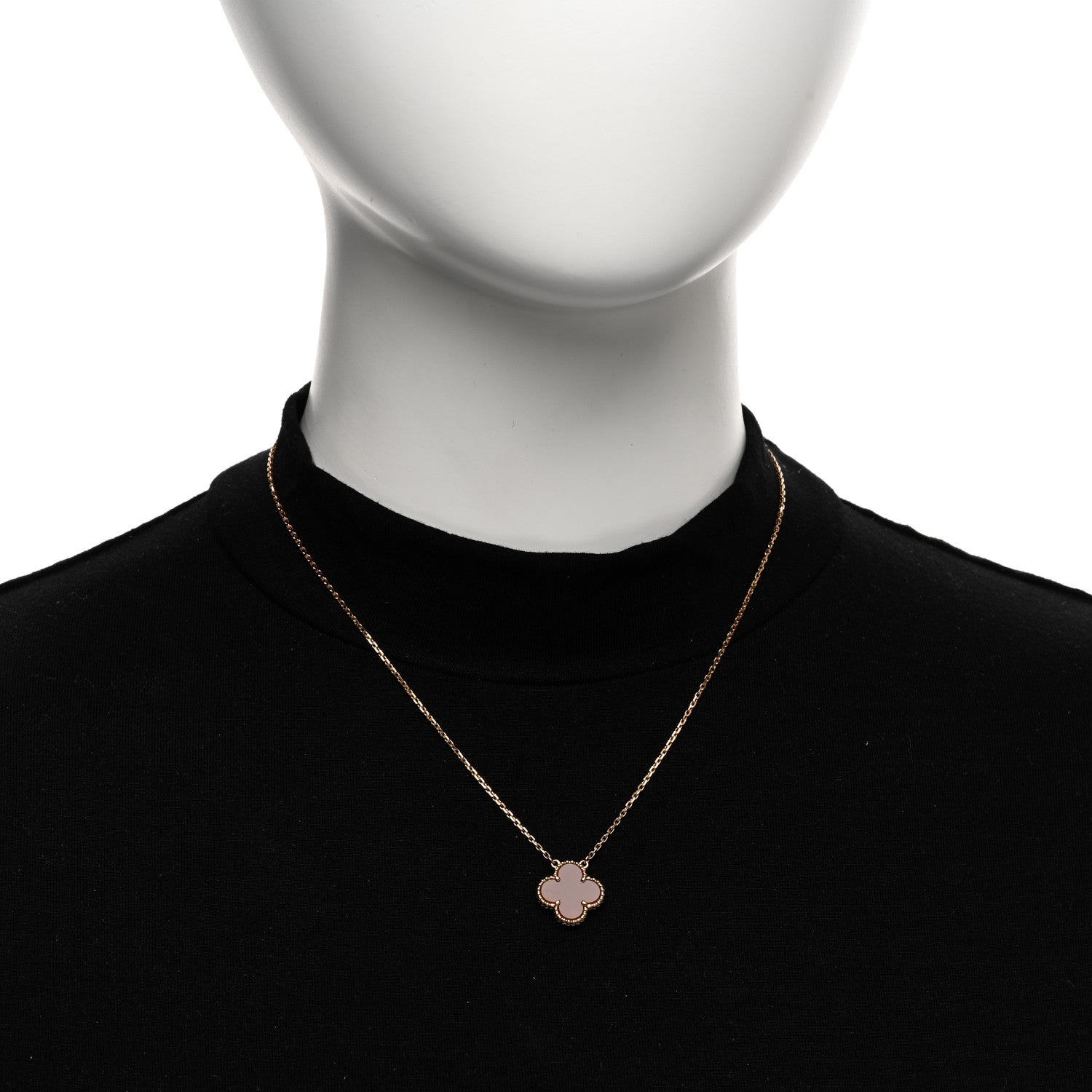 Van Cleef & Arpels 18K Yellow Gold Carnelian Vintage Alhambra Pendant Necklace 2 of 6