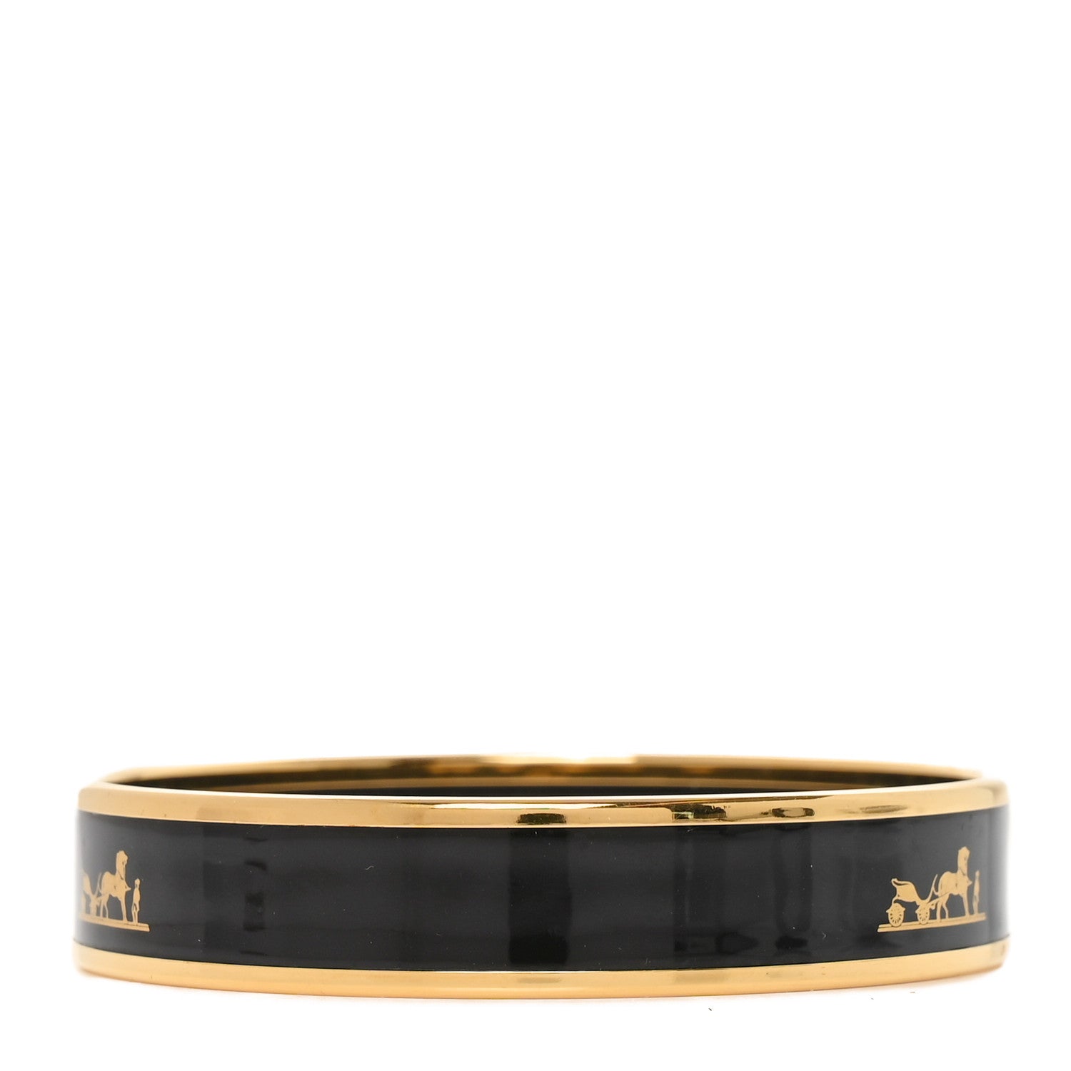 Hermes Enamel Printed Narrow Caleche Bracelet 62 Black 3 of 6