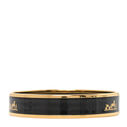 Hermes Enamel Printed Narrow Caleche Bracelet 62 Black 3 of 6