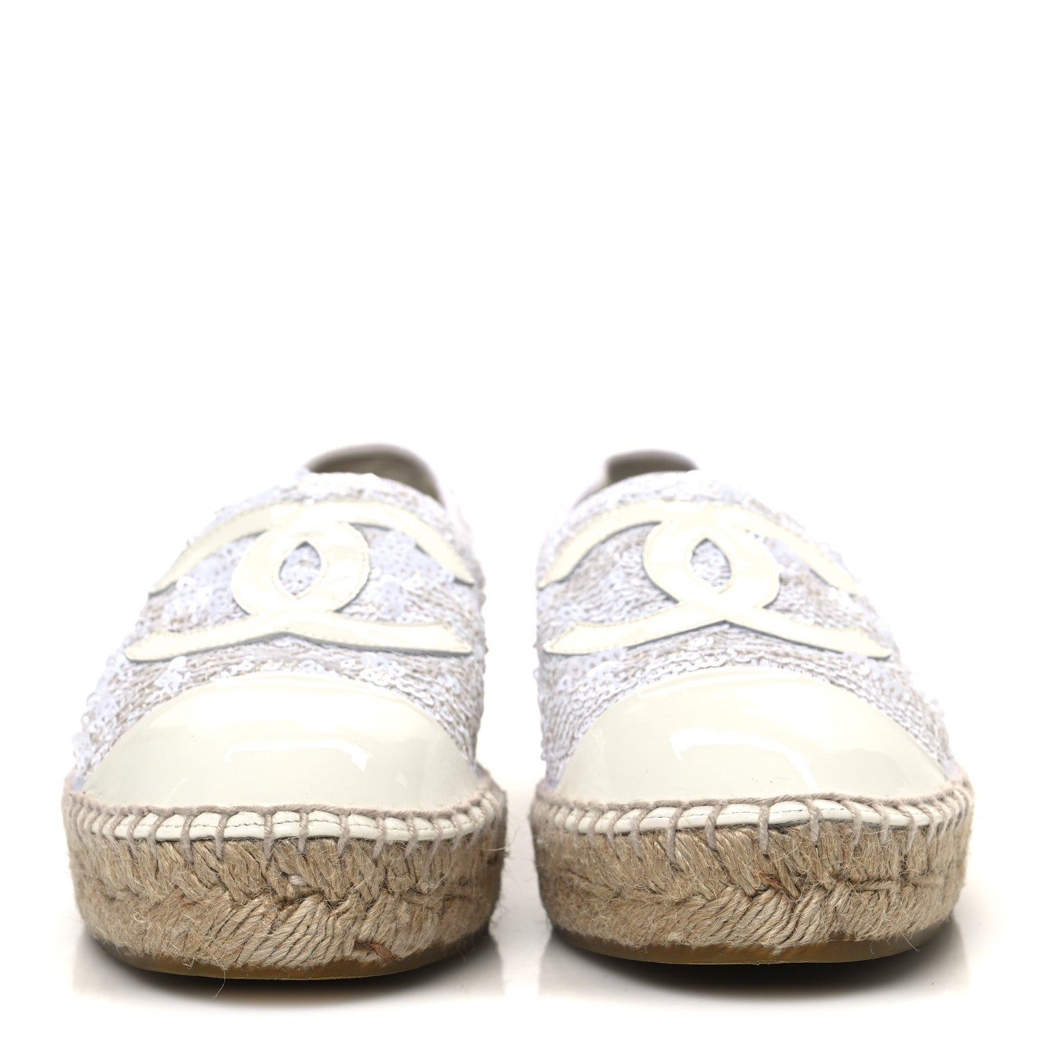 Chanel Patent Sequin CC Espadrilles 39 White 3 of 11