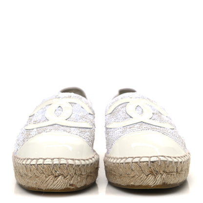 Chanel Patent Sequin CC Espadrilles 39 White 3 of 11