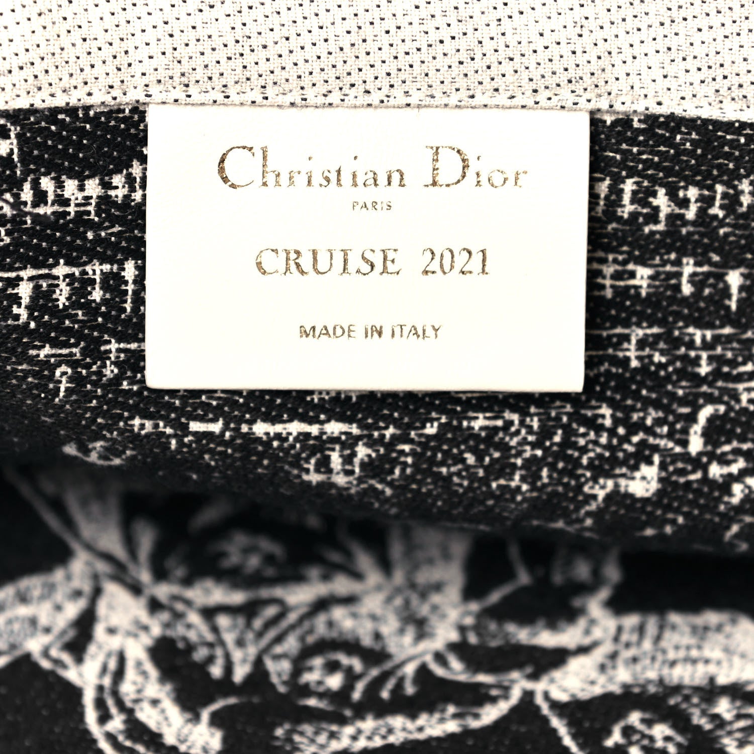 Christian Dior Canvas Print Cruise Tote Ivory Black 6 of 11