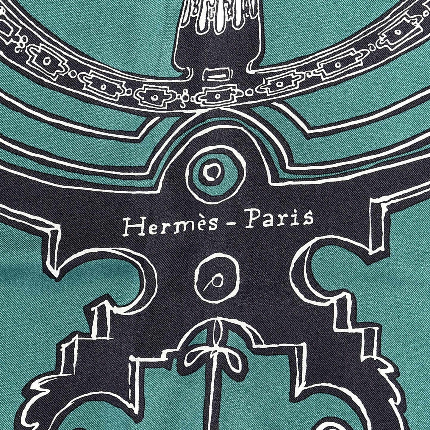 Silk Serio Ludere Scarf 90 Vert Black White