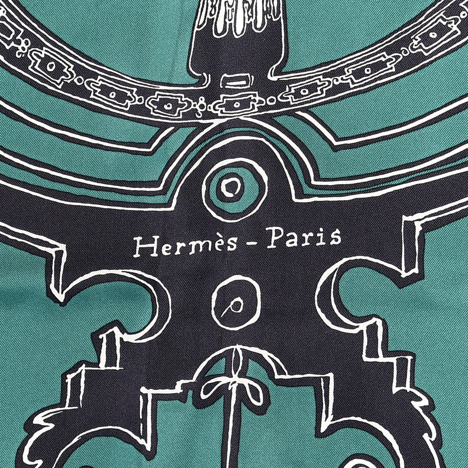 Hermes Silk Serio Ludere Scarf 90 Vert Black White 2 of 4