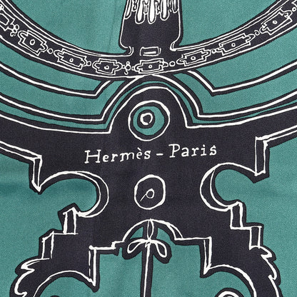 Hermes Silk Serio Ludere Scarf 90 Vert Black White 2 of 4