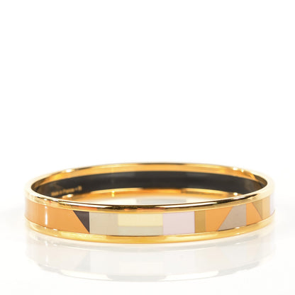 Hermes Enamel Printed Narrow Perspective Cavaliere Bracelet 62 Gold 3 of 6