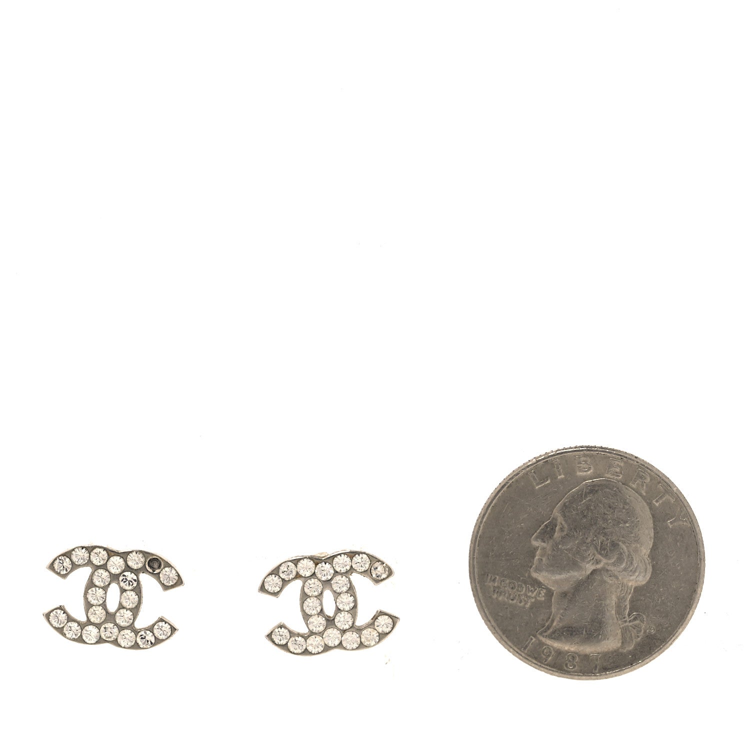 Chanel Crystal Mini CC Earrings Silver 2 of 5