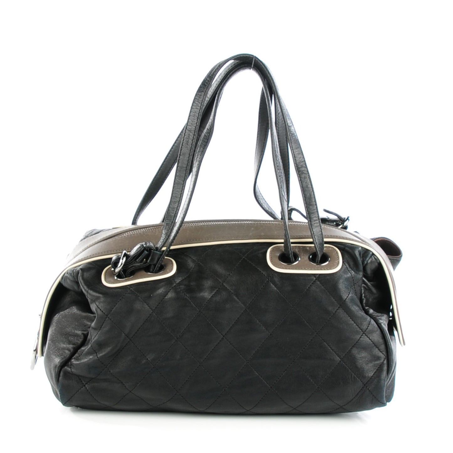 Lambskin Quilted Country Club Bowler Black