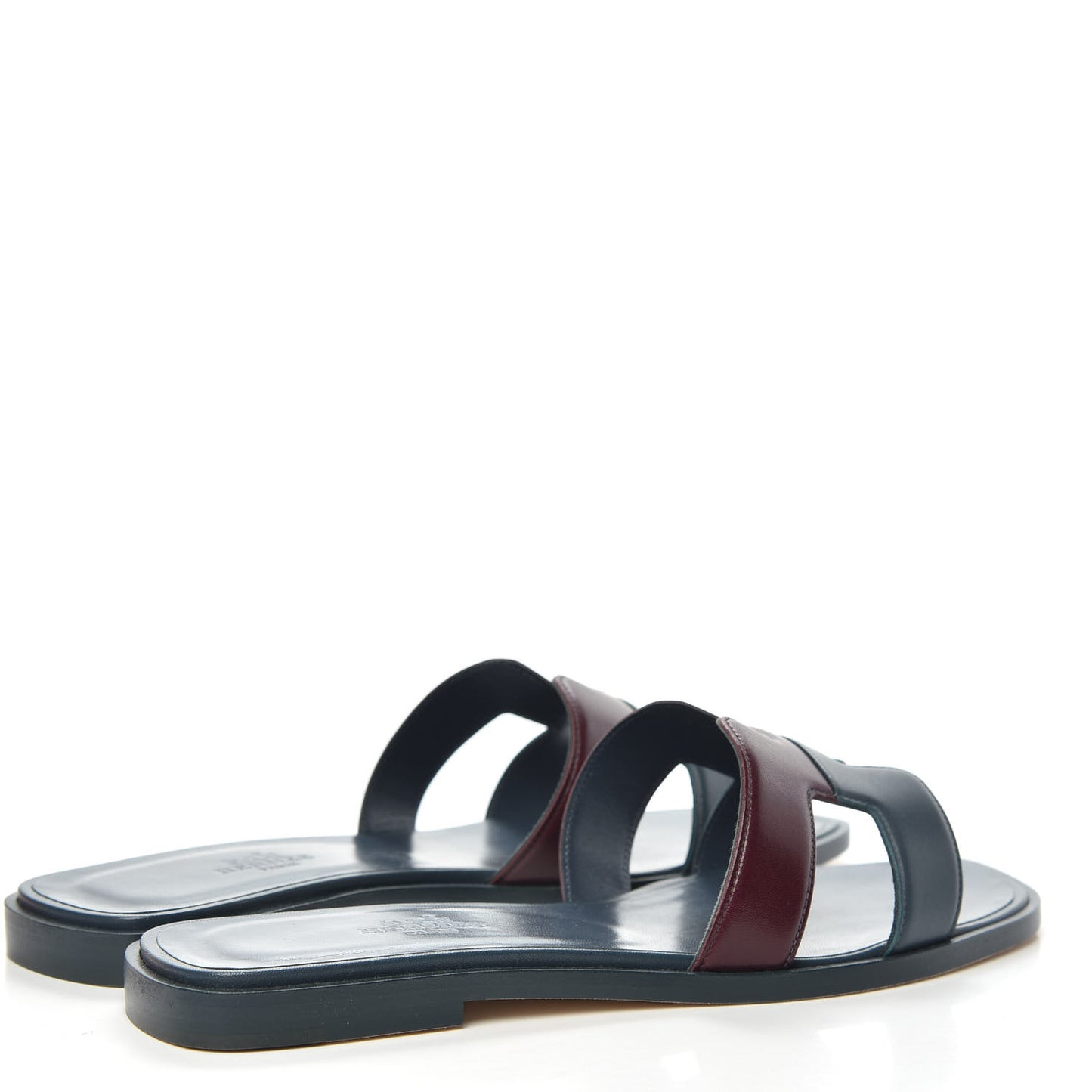 Box Calfskin Oran Sandals 36.5 Bleu Ardoise Bordeaux