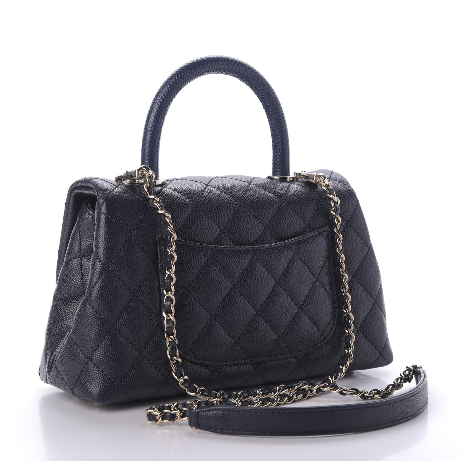 Chanel Caviar Quilted Mini Coco Handle Flap Navy 3 of 9