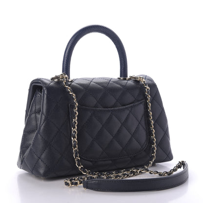 Chanel Caviar Quilted Mini Coco Handle Flap Navy 3 of 9