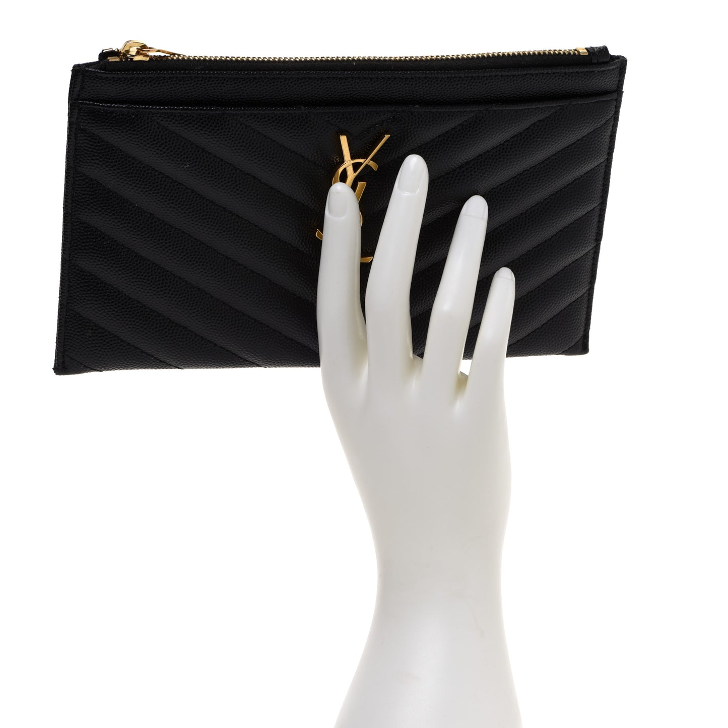 Grain De Poudre Chevron Monogram Bill Pouch Black