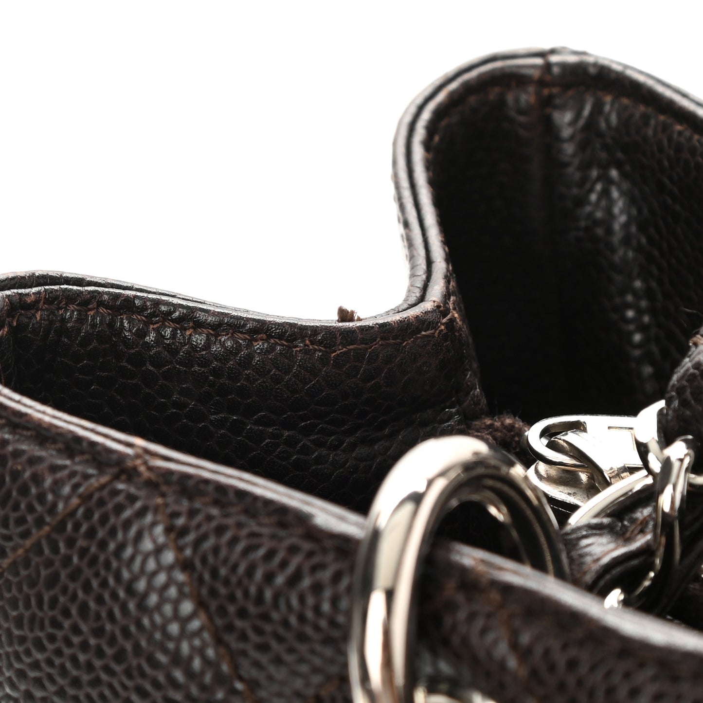 Caviar Quilted Grand Shopping Tote GST Dark Brown
