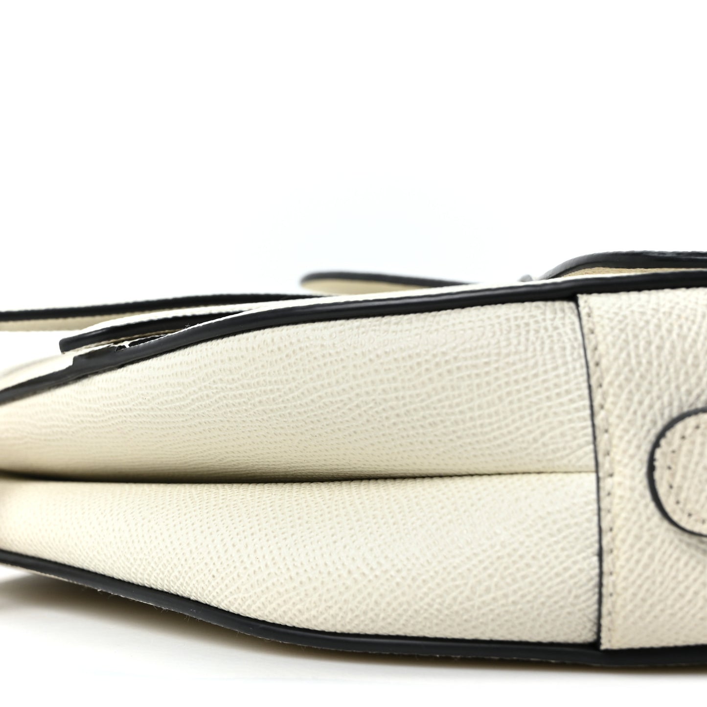 Grained Calfskin Saddle Bag White