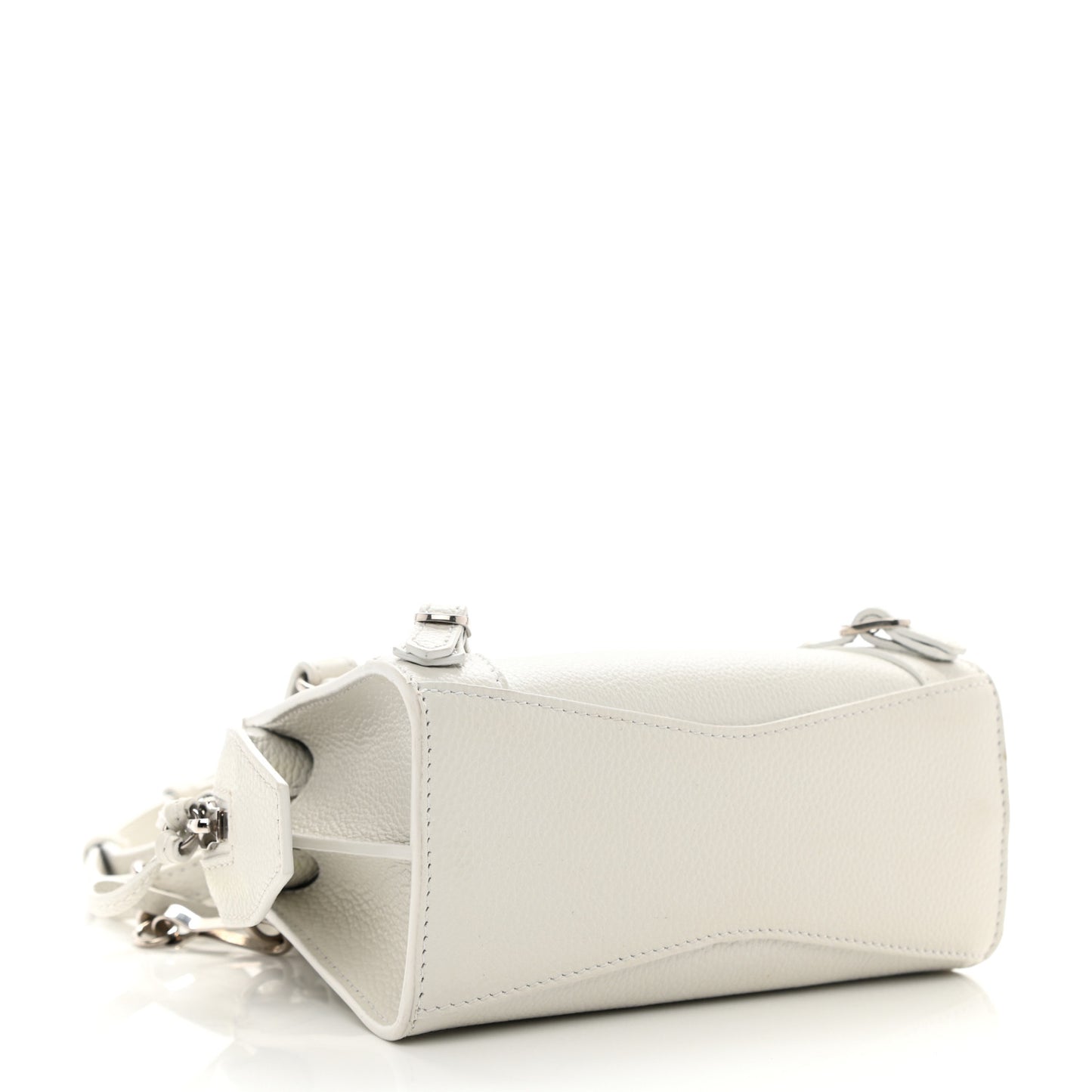 Grained Calfskin Neo Classic Silver Hardware Nano City Crossbody White