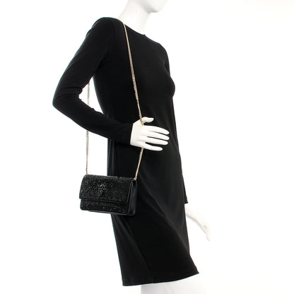 Versace Calfskin Palazzo Crystal Chain Evening Bag Black 2 of 6