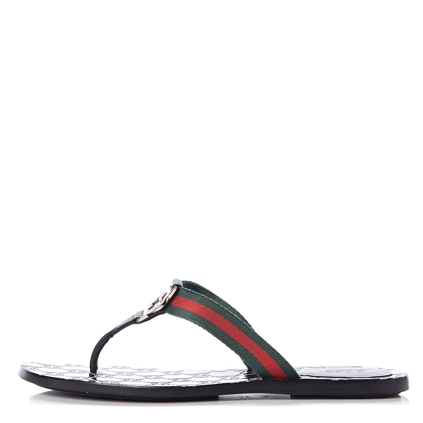 Nylon Guccissima Web Womens Thong Sandals 38.5 Green Red Black
