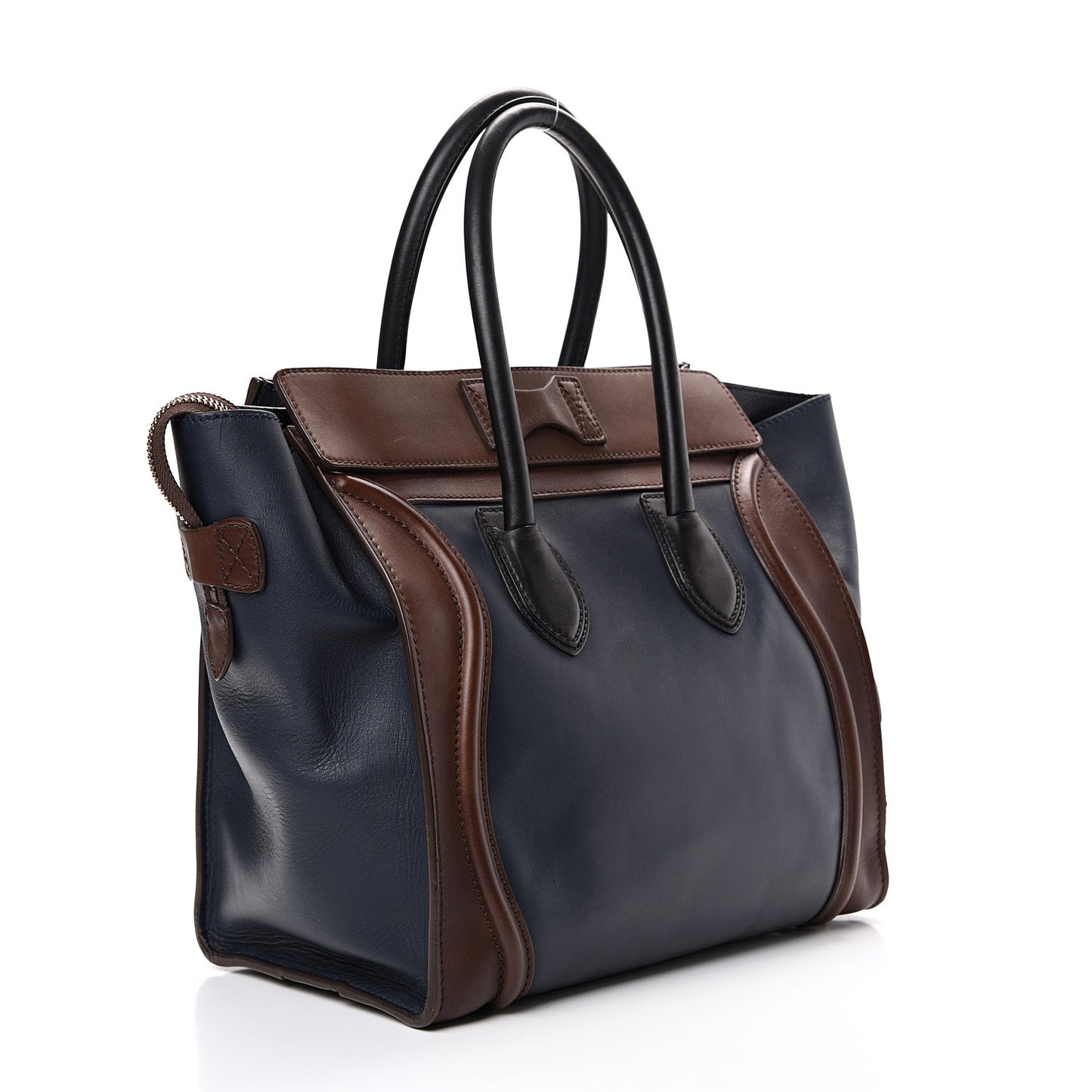 Smooth Calfskin Mini Tri-Color Luggage Navy