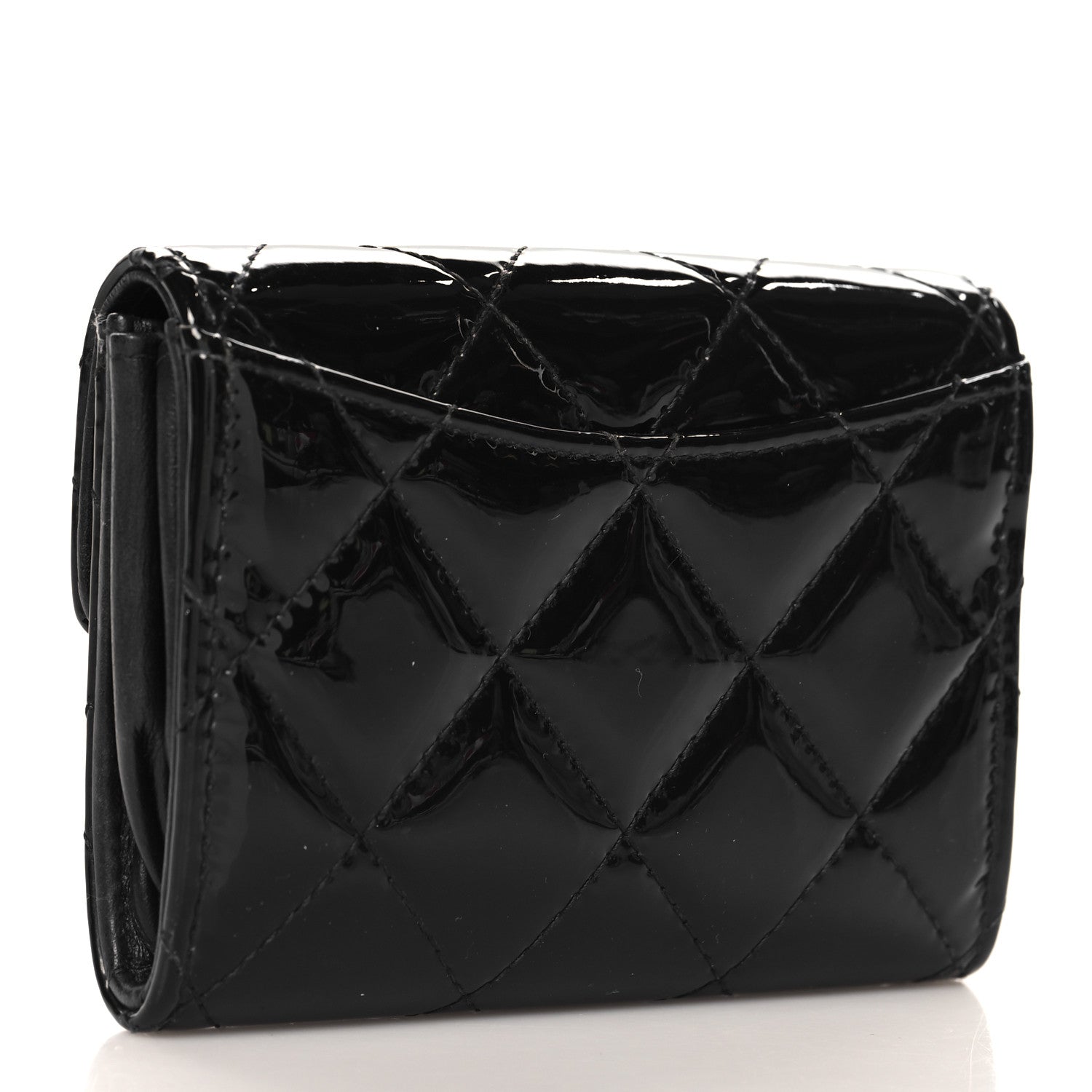 Chanel Patent Quilted Flap Card Holder Black 3 of 10