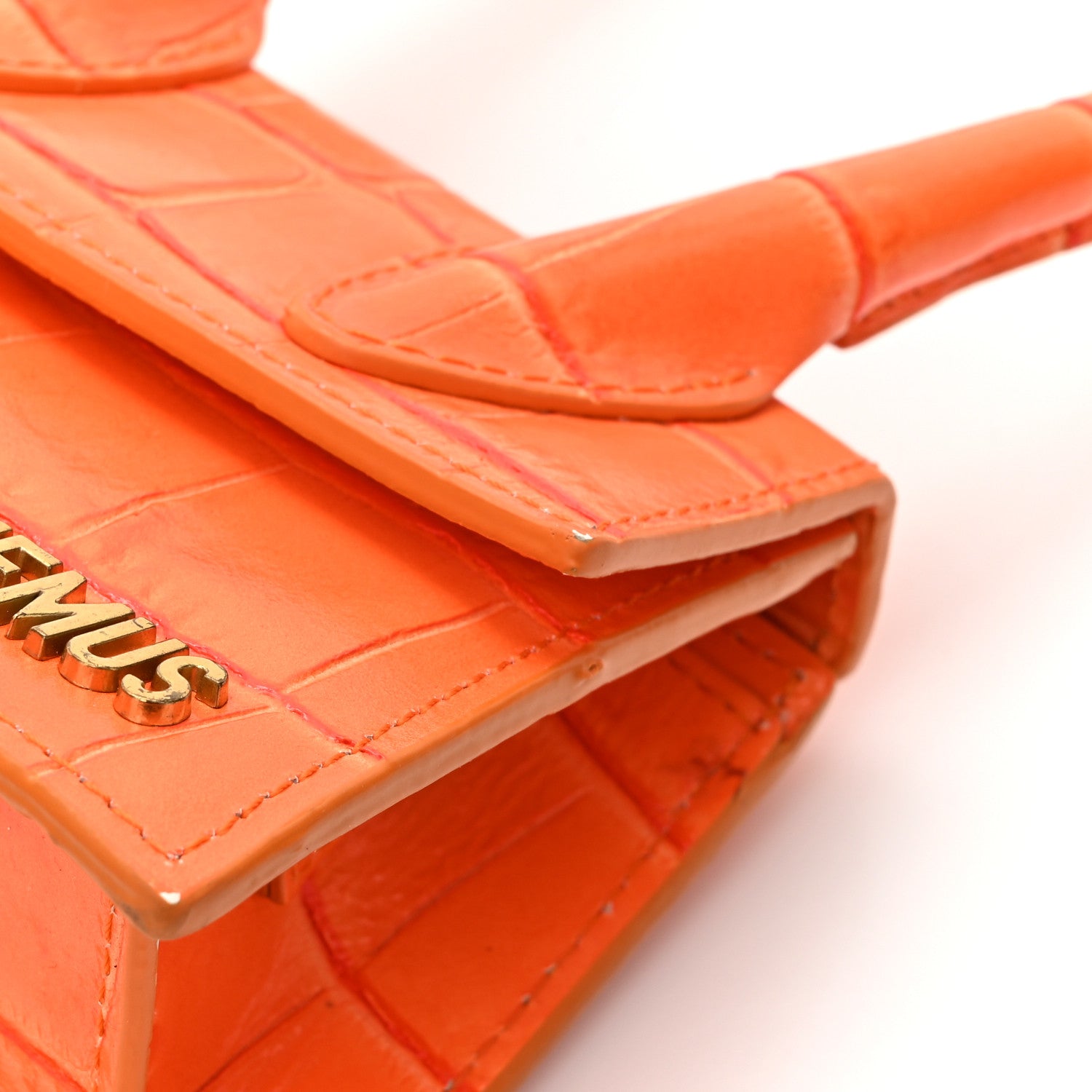 Jacquemus Calfskin Crocodile Embossed Le Chiquito Orange 14 of 16