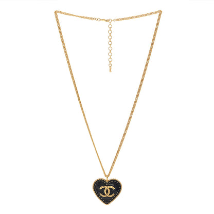 Chanel Metal Enamel CC Denim Heart Necklace Gold 3 of 6