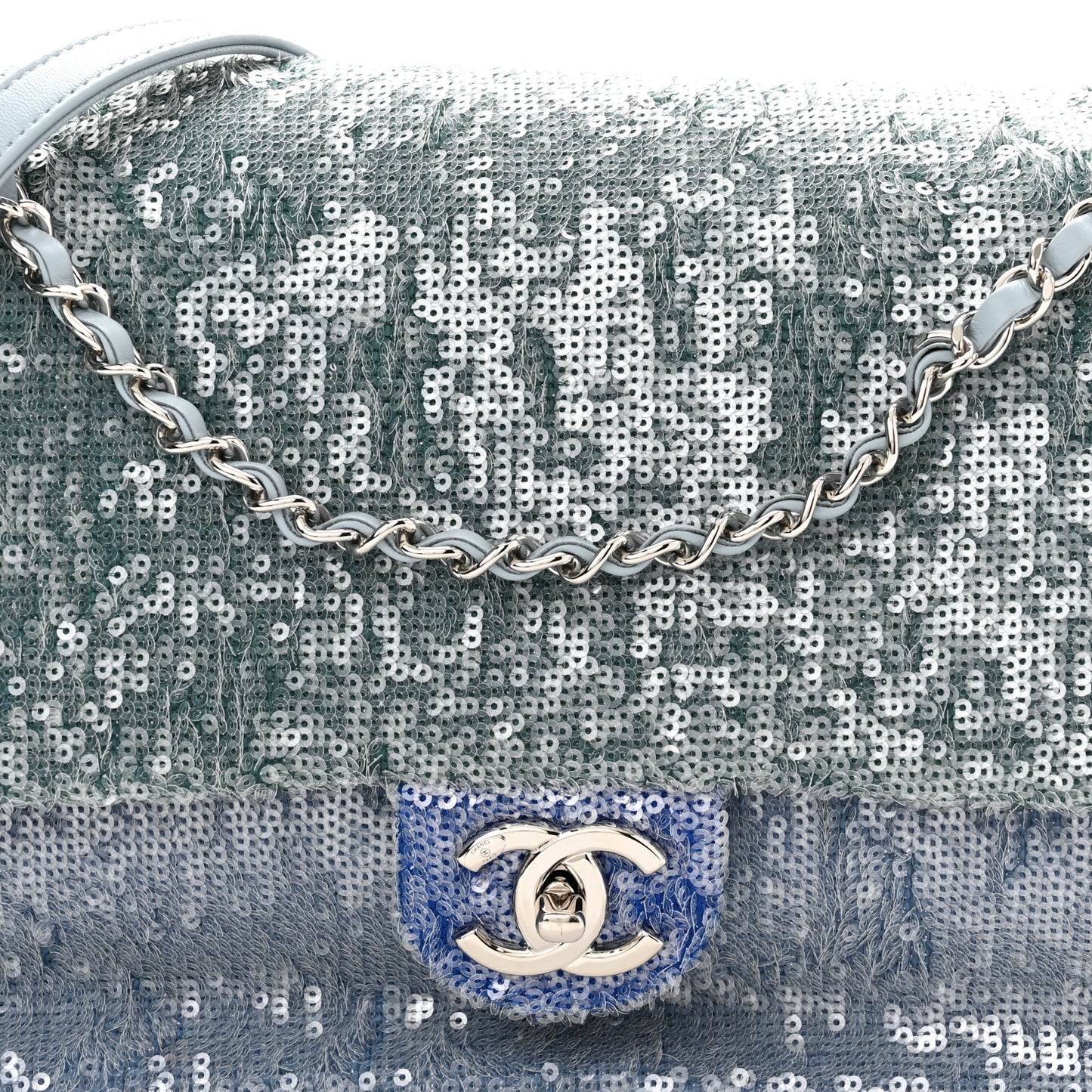 Sequin Large Waterfall Flap Light Blue